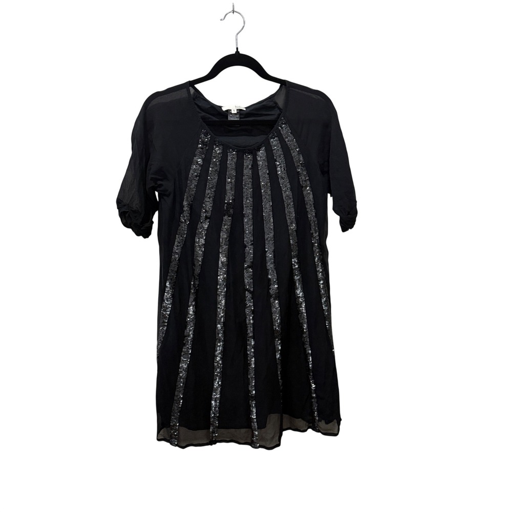 Ba&sh‎ Black 100% Silk Mini Dress Sheer Minimalist Quiet Luxury Size 1 (Small)